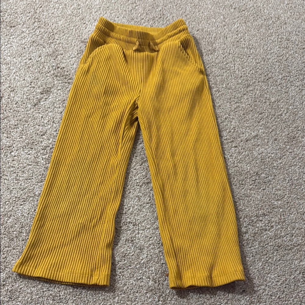 Kids Mustard Yellow Ribbed Pants
